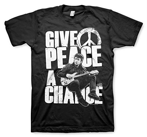 John Lennon The Beatles Peace Strumming Officiel T-Shirt Hommes Unisexe - Les Beatles, Paul McCartney, John Lennon, RIngo Starr, George Harrison John Lennon The Beatles Peace Strumming Officiel T-Shirt Hommes Unisexe