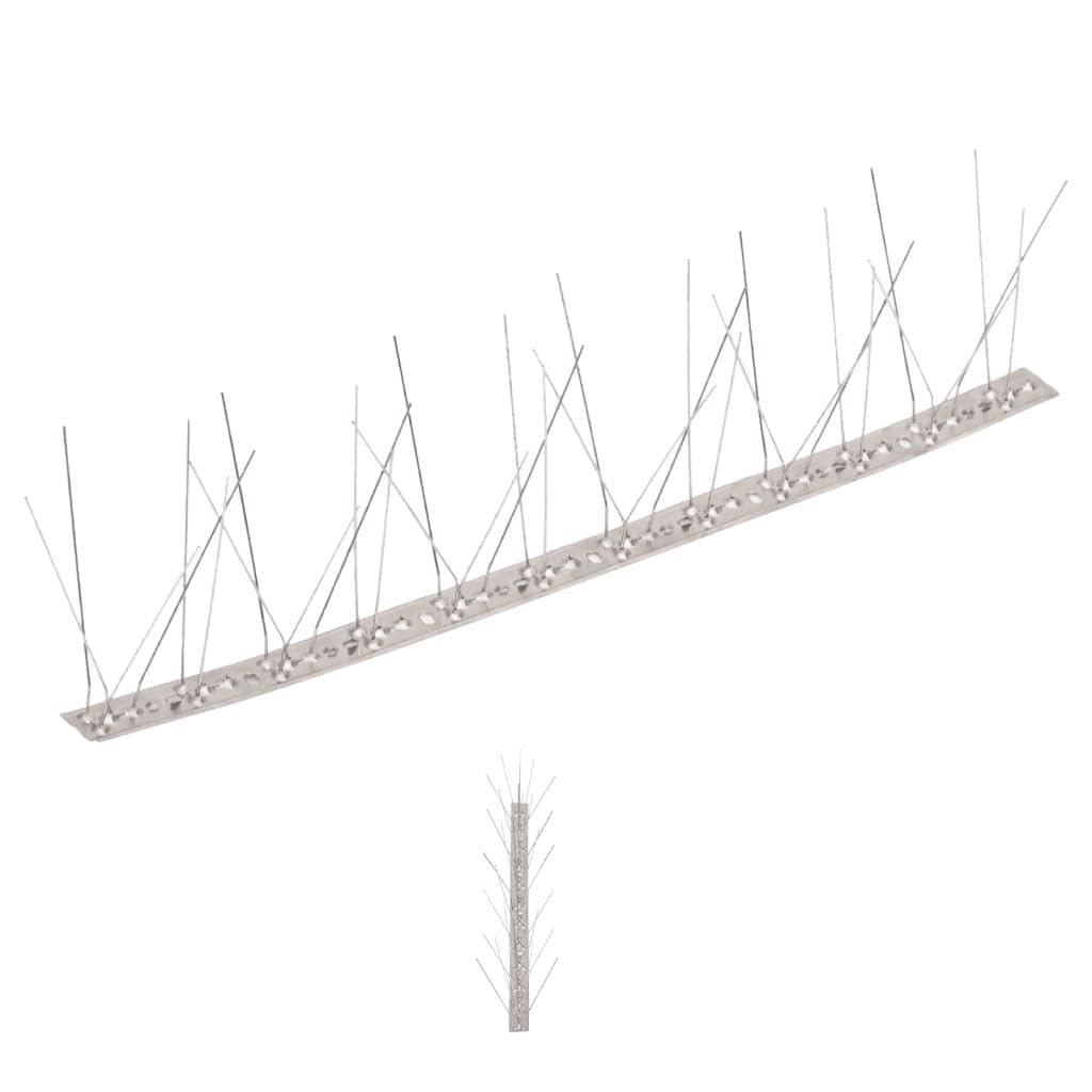 Set Dissuasori per Uccelli e Piccioni 10 pz Acciaio 5 File 5 m,Forniture domestiche,Controllo infestanti,Repellenti,Repellenti per animali-149132