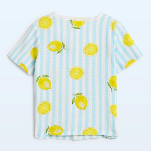 Image of The Boo Boo Club Kid'S 100% Muslin Organic Cotton Printed Button Shirt and Short Set | Half Sleeve Shirt | Summerwear Set | Kids Cothing Wear Set