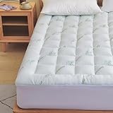 oaskys Mattress Topper Queen Size - Cooling Extra Thick Breathable Viscose Made from Bamboo Mattress pad - Soft Quilted Fitted Mattress Cover with Down Alternative Fill (8-21"Deep Pocket)