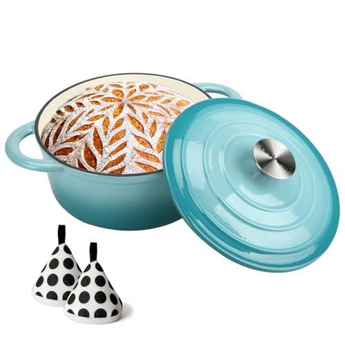 Cast Iron Dutch Oven, 3 QT Round Dutch Oven Pot with Self Basting Lid for Home Baking, Braiser, Cooking, Great Christmas - Detailed View