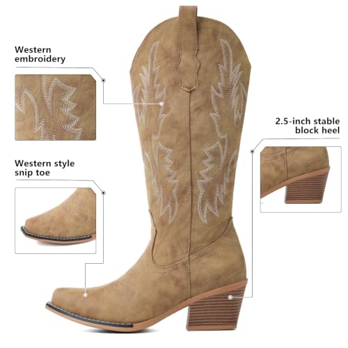 Image of Cowboy Boots for Women, Pointed Toe Chunky Heel | All-day walking comfort design, versatile for daily outfits, country music festivals and western style occasions