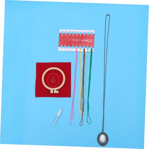Kit de collar bordado DIY Mipcase con tela roja vintage para hacer bisutería artesanal en casa 6