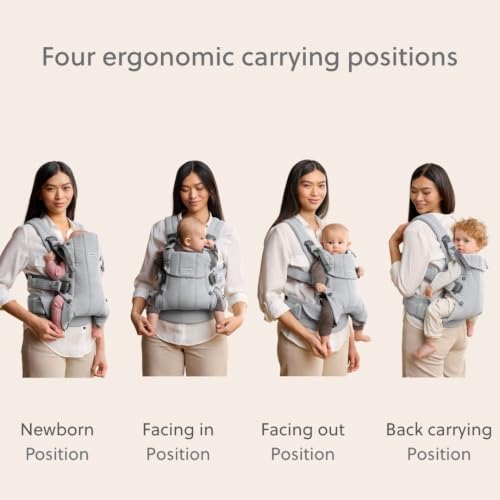 Image of BabyBjorn Baby Carrier Harmony, Light Gray, Woven Melange, 3-in-1 Ergonomic Baby Carrier, Newborn, Facing-in, Outward-Facing, and Back Carrying Positions Supported (7-40 lbs), Newborn to Toddler