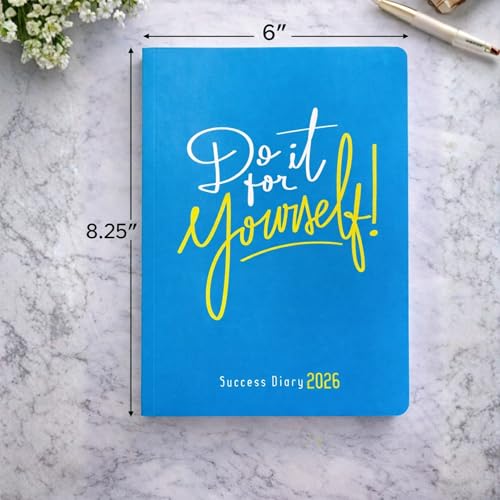 Image of Success Diary 2026 A5 Ruled Notebook | Motivational Quote Cover | 120 Pages | 80 GSM Paper | Rounded Corners | Single Line | Daily Writing Journal (Do It Yourself)
