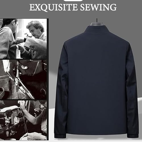 Men's Standing Collar Zipper Casual Jacket, Men Lightweight Business Windbreaker, Stylish Work Coat4
