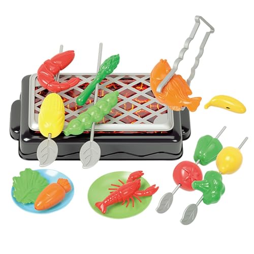Image of QUILSTM Best Gift Kitchen Interactive Grill Simulation Pretend Bbq Toys Fun Way To Learn Food Cognition For Kids Bbq Toys Miniature Cooking House Kitchen Food