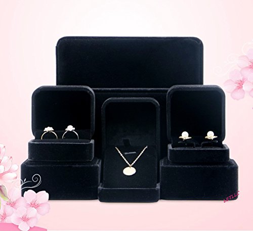 Lily Treacy Deluxe Large Jewelry Set Gift Box Black Velvet For Necklace Earrings Rings Set (Black 170X120X40Mm) #TOP6