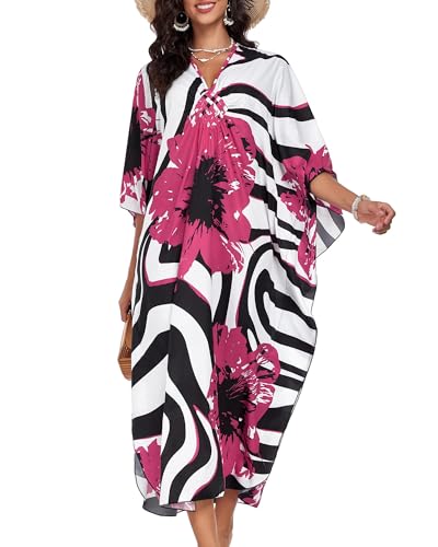 Image of Kaftan Dresses for Women V Neck Caftans Batwing Sleeve Beach Cover Ups
