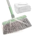100 Pack Disposable Broom Covers, Electrostatic Non-Woven Elastic Sleeves for Pet Hair, Traps Dust, Lint Without Spreading, Wash-Free, Universal Fit for Hardwood, Tile, Laminate, Carpet & Home Office