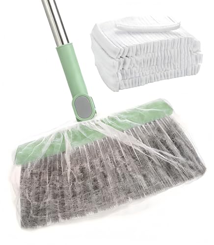 100 Pack Disposable Broom Covers, Electrostatic Non-Woven Elastic Sleeves for Pet Hair, Traps Dust, Lint Without Spreading, Wash-Free, Universal Fit for Hardwood, Tile, Laminate, Carpet & Home Office