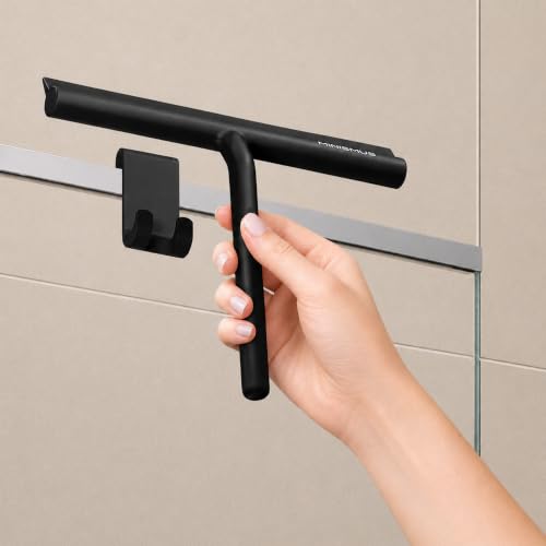 Miniatura 5 de Minismus Rasqueta Limpiacristales Ducha - Silicona Limpia Cristales Con Gancho - Limpiamamparas De Baño Espejos Limpia Vidrios Limpiar Ventanas, Mampara, Parabrisas - 21 Cm, Negro