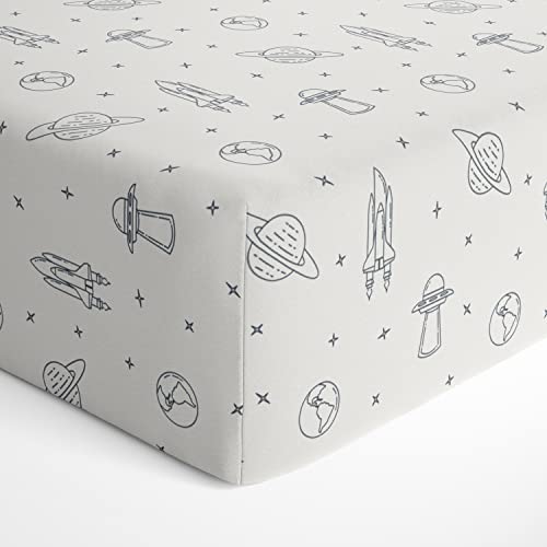Makemake Organics Organic Crib Sheet Gots Certified Organic Cotton Crib Sheet Fitted & Pillowcase Buttery Soft Breathable Natural Dyes Baby Toddler Bed Sheet Set (Astronaut Blue) #TOP4