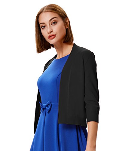 Grace Karin CLAF2003-1_M@#YYSBSL Women'S Classic Cropped Cardigan Long Sleeve Sweaters Shrug thumb #3
