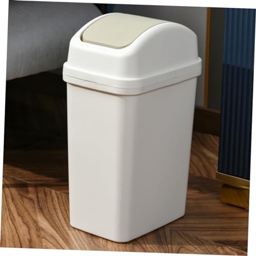 Caneca de basura blanca rectangular 6 L con tapa abatible miniatura 7