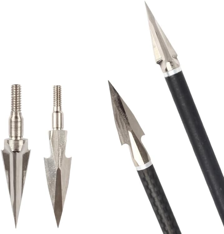 1box Swallowtail Arrowheads - 3-Blade Barbed Broadhead Tips with Carbon Fiber Thread for Fiberglass Arrows
