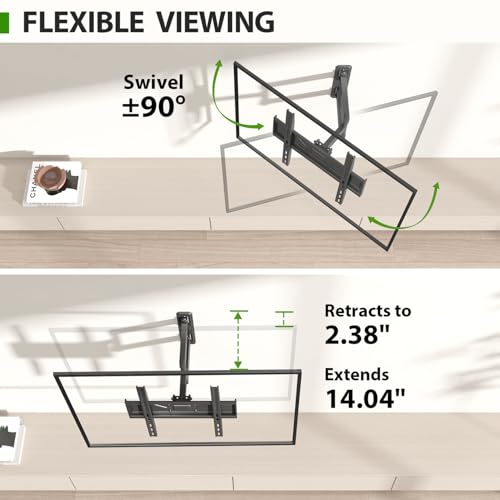 USX MOUNT Full Motion TV Wall Mount for Most 26-60 inch TVs up to 80 Lbs, Wall Mount TV Bracket with Articulating Swivel Tilting, Single Stud TV Mount, Max VESA 400x400mm, XMM904 by USX MOUNT - Image 6