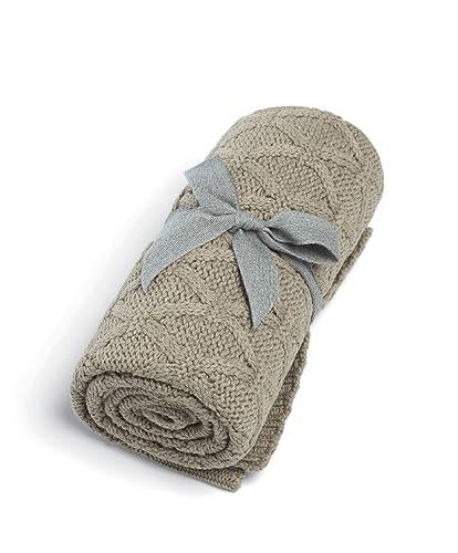 Mamas & Papas Small Knitted Blanket, Diamond, Mocha, Baby - Image 4
