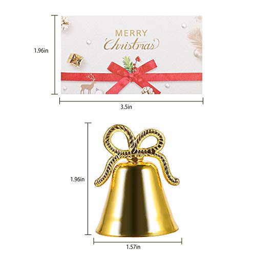 Amytalk 12 Pack Golden Christmas Bell Place Card Holders Kissing Bell Table Card Holder Memo Photo Picture Number Sign Stands Holder for Party Wedding Table Decoration