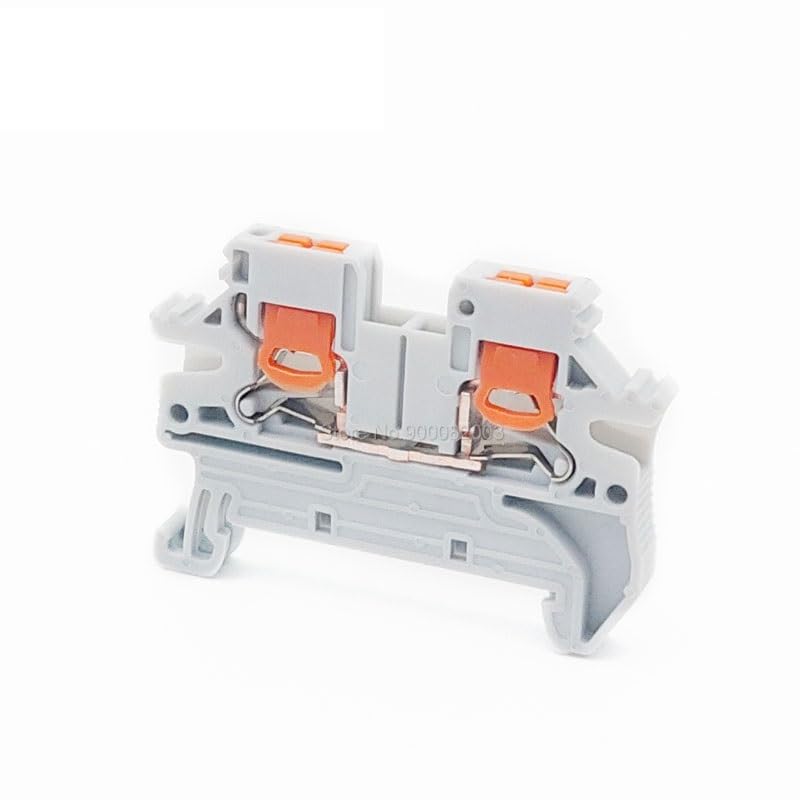 10Pcs PTV 2.5 DIN Rail Terminal Block Side-Entry Push-in Connection 2.5mm² 26-12AWG Cable Wiring Electrical Wire Connector(PTV2.5-Green)