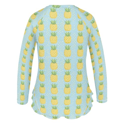 Pineapple Fruit Girls Long Sleeve Rashguard Swimsuit UV Protection One-Piece Swimwear Bathing Suit B04036713