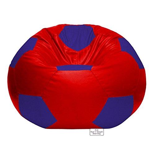 Image of RnS Rest 'n' Sleep - Bean Bag Football Chair Filled with Beans for Living Room, Bed Room for Relaxing, with 1 Year Warranty (Royal Blue /Red, XXXL)