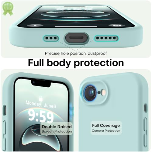 Image of LOVE 3000 Designed for iPhone 16e /17e Case, Premium Silicone with [Soft Anti-Scratch Microfiber Lining] Shockproof Protective Phone Case for Men Women Girls 6.1 inch, Mint