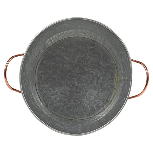 Large Round Sparkling Wine Champagne Beer Bottles Drinks Beverages Ice Cooler Cold Galvanised Steel Metal Drinks Tub Bucket Serving Tray Buffet Bar Platter with Copper Handles - Image 3