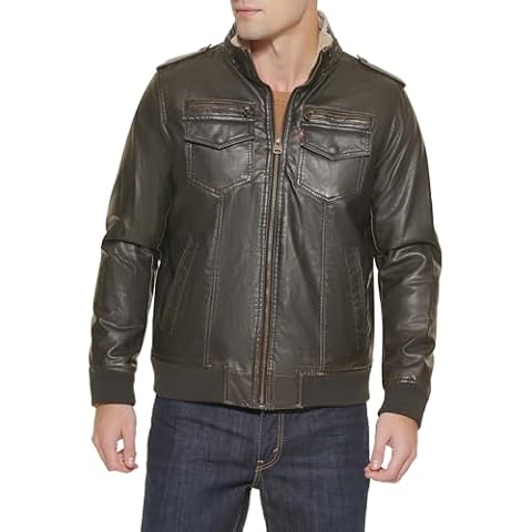Levi's Men's Faux Leather Aviator Bomber Jacket Cover