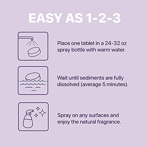 Nune Multi-Purpose Cleaner Refills - All Purpose Cleaning Tablets 6 Pack - 144 Fl Oz Total (24 Fl Oz Each) - Shower, Counter, Floor, Furniture, Bathroom - Non-Toxic And Effective - Lavender Fragrance #TOP6