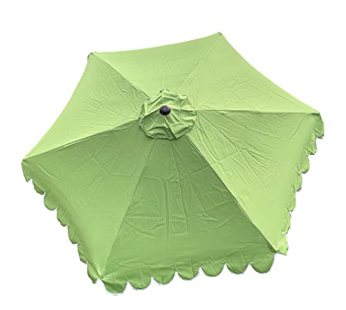 Bellrino Decor Replacement Scalloped Edge Umbrella Canopy For 9Ft 6 Ribs (Canopy Only) C002 (Apple Green) #TOP24