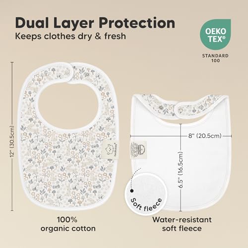 Image of 8-Pack Organic Baby Bibs for Boys, Girls - Soft Cotton Drooling and Teething Bibs for Baby Girl & Boy, Extra Absorbent, Easy to Clean & Put On for Toddler, Newborn, Infant 0-24 Months (Prairie)