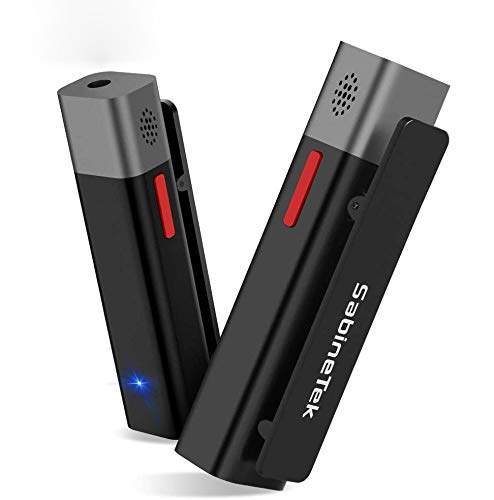Sabinetek Smartmike+ - Rechargeable Wireless Bluetooth Microphone, Hands-Free W/Noise Cancellation, Compatible W/Gopro, Canon Camera, Iphone/Android - Perfect For Vlogging & Interviewing(Black/2 Pk) #TOP22