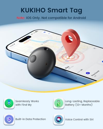 Image of Air Tracker Tags-4 Pack, Smart Bluetooth Tracker Works with Apple Find My (iOS Only), Item Finder Key Finder with Replaceable Battery, Tracker Tag Locator for Keys, Luggage, FireWire Port Card (Black)