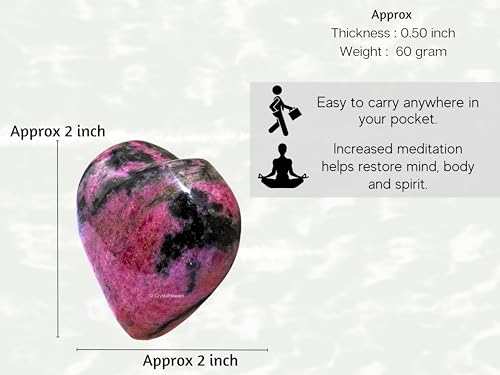 Image of Crystal Heaven Rhodonite Crystal Heart Palm Pebbles Stones For Anxiety Stress Relief Massage - Aaa Grade Original Healing Gemstone Agate Heart Palm Stone For Yoga Meditation Spiritual