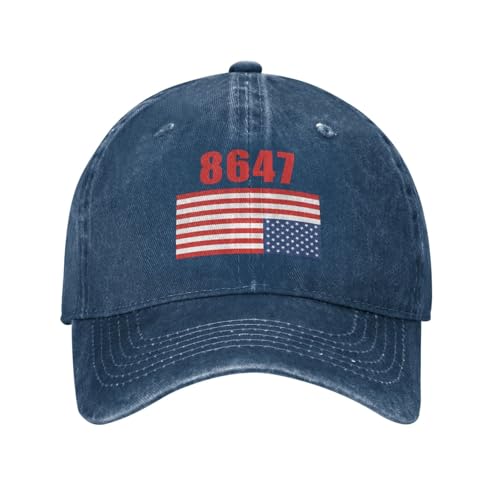 CMNNPAJKKL 8647 Hat Fashion Cowboy Hats Upside Down American Flag Baseball Cap Navy Blue