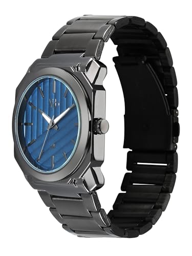 Image of Fastrack Vyb Challenger with Quartz Analog Blue Dial Grey Stainless Steel Strap Watch for Men - FV30045QM01W