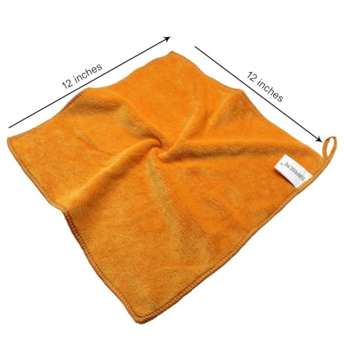 Image of Ultimate Microfiber Cleaning Cloth - Car Drying Towel Scratch-Free, Lint-Free, and Super Absorbent for Drying,Kitchen Towels, Dish rags12x12 Inches Orange-12 Pack