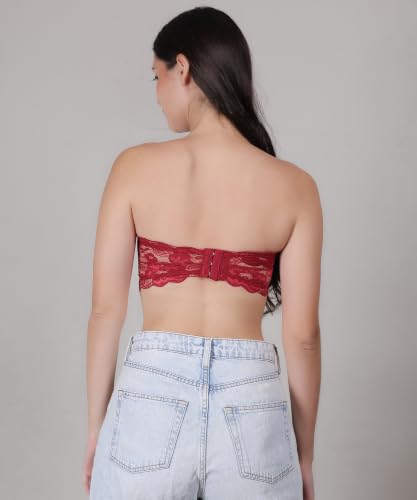 Image of Fabme Women Lace, Padded Tube Bra - Free Size - 3 Hook Back