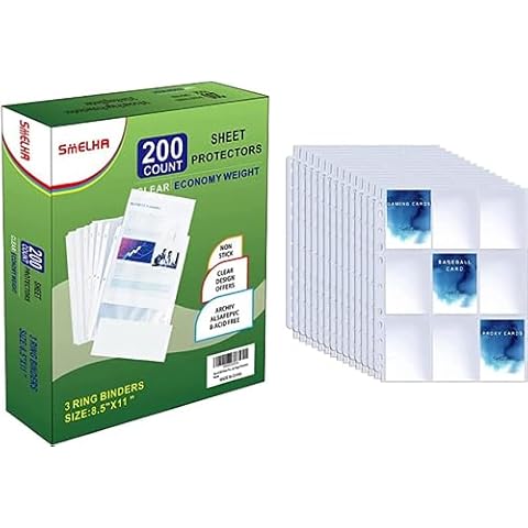 200 Page Sheet Protectors,3 Hole and 9 Pocket Page Protector Cover