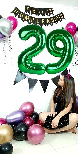 Image of 9 Balloon Numbers Birthday Decorations, 40In Green Balloons for Men Women | Eye-catching Appearance, Perfect Decorative Centerpieces, Convenient Self-sealing Structure, Widely for Various Occasions