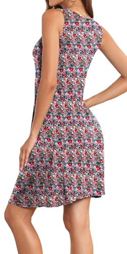 Image of Akihoo Women Summer Casual Sleeveless Midi Plain Pleated Tank Vest Dresses