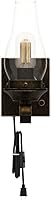 Vista 4 de Yisuro Plug in Wall Sconce,Oil Rubbed Bronze Wall Sconces,Retro Rustic Wall Lamps,Sconces Wall Lighting with Amber Glass,Indoor Vintage Bedside Wall