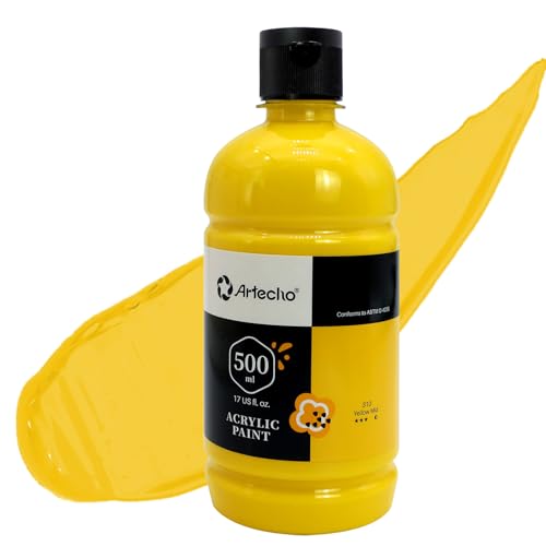 Image of Artecho Yellow Mid Acrylic Paint 500ml / 17oz Large Bottle