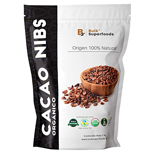 Probióticos, Cacao Nibs 100% Orgánico | 1 kg | Chocolate Premium sin Azúcar 100% Natural | BULK Superfoods | Alta Calidad | Cocoa Healthy Nibs | Chocolate Amargo sin...
