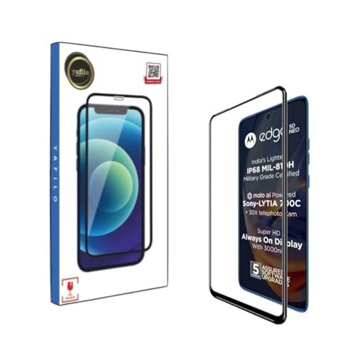 Image of Tempered Glass Screen Protector Compatible for Moto Edge 50 Neo (Black) Edge to Edge Coverage with Easy Installation kit