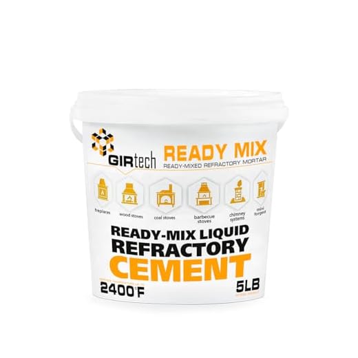 GIRtech Refractory Cement Mortar 5 LB 2400 Degree High Temp Heat Resistant Liquid Mix for Repairing & Masonry, Fire Brick Lining Fire Pit, Fireplace, Kiln, Furnace, Forge
