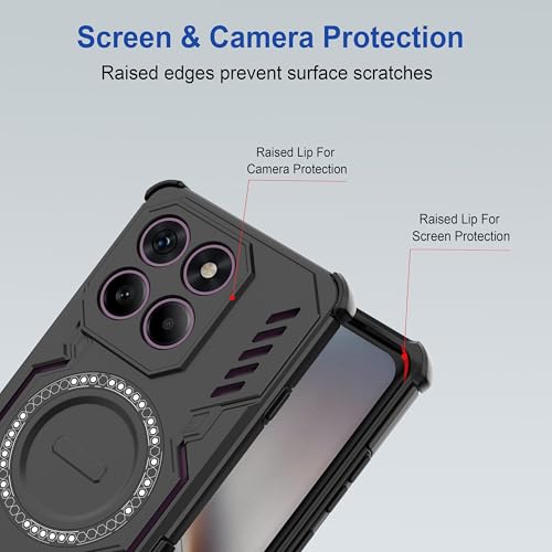 Image of Zapcase Back Case Cover for Motorola Edge 60 Pro | Magnetic Case with Built-in Metal Ring | Supports MagSafe Charger, Wallet & Car Mount | Shockproof Hybrid PC + TPU | Black