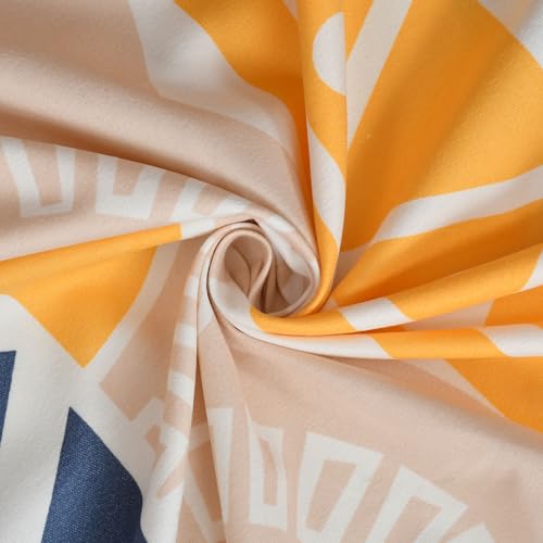 Image of KAWI Elastic Fitted Bedsheets (60 inchx78 inch) Queen Size Glace Cotton for Double Bed with All Around Elastic, 2 Large Pillow Cover, 200TC -Cream Zigzag Print