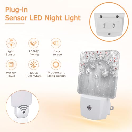 Image of YASHILAIYA Christmas Night Light,Snowflake Winter Night Lights Plug into Wall with Dusk to Dawn Light Sensors Nightlights for Bedroom Bathroom Hallway Kitchen Gifts Ideal for Girls Women